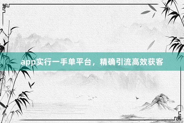 app实行一手单平台，精确引流高效获客
